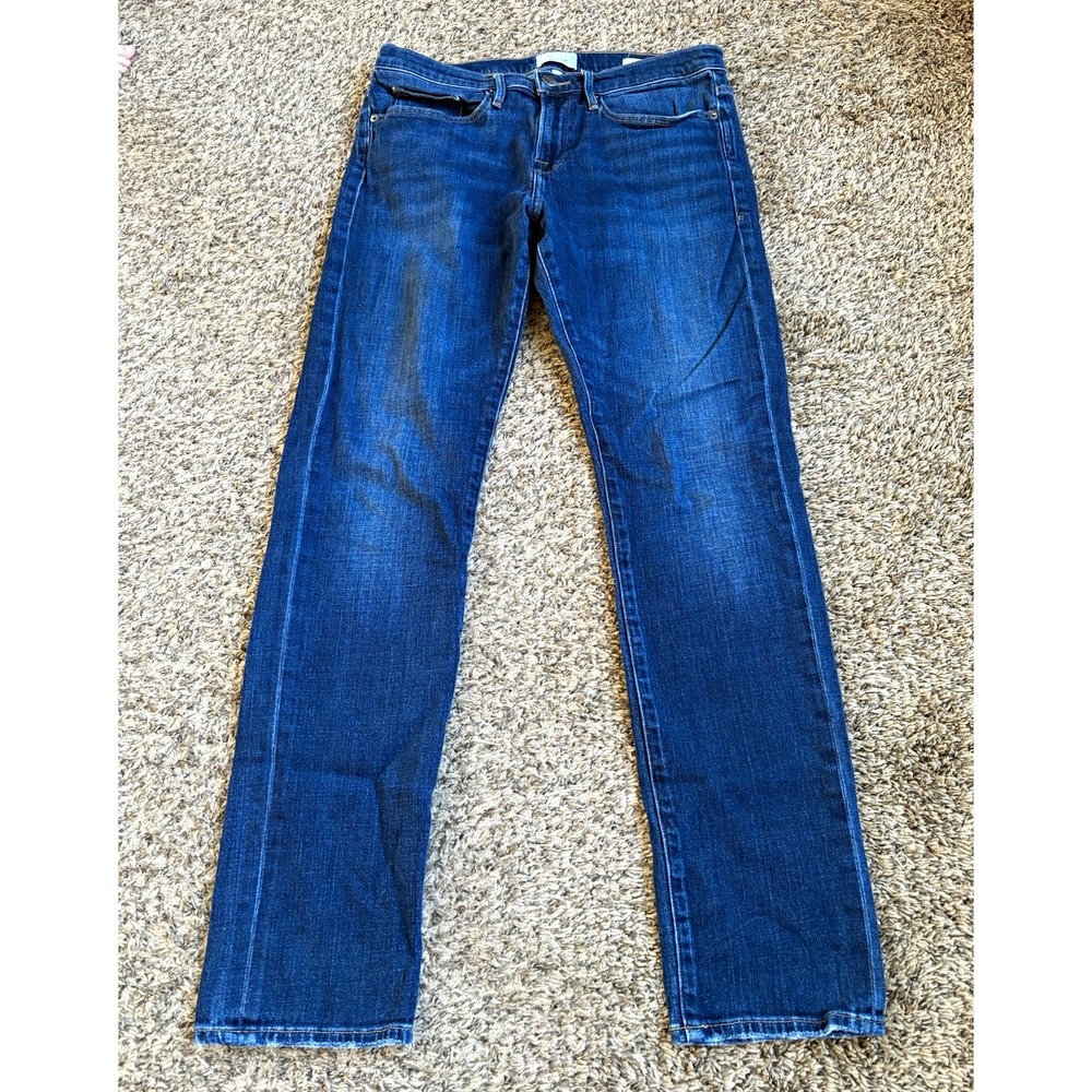 Frame L Homme Slim Straight Jeans Blue Medium Wash Stretch Denim Women's size 33